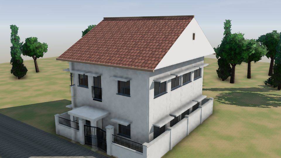 Kerala house with a steep gable roof